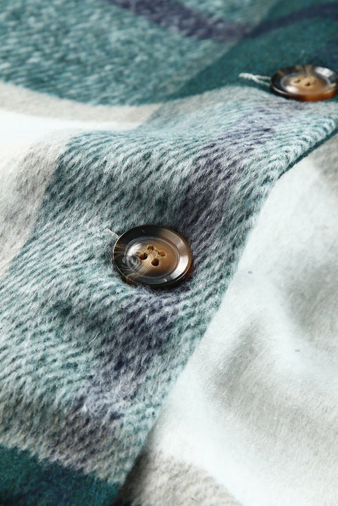 Hooded Plaid Button Front Shacket